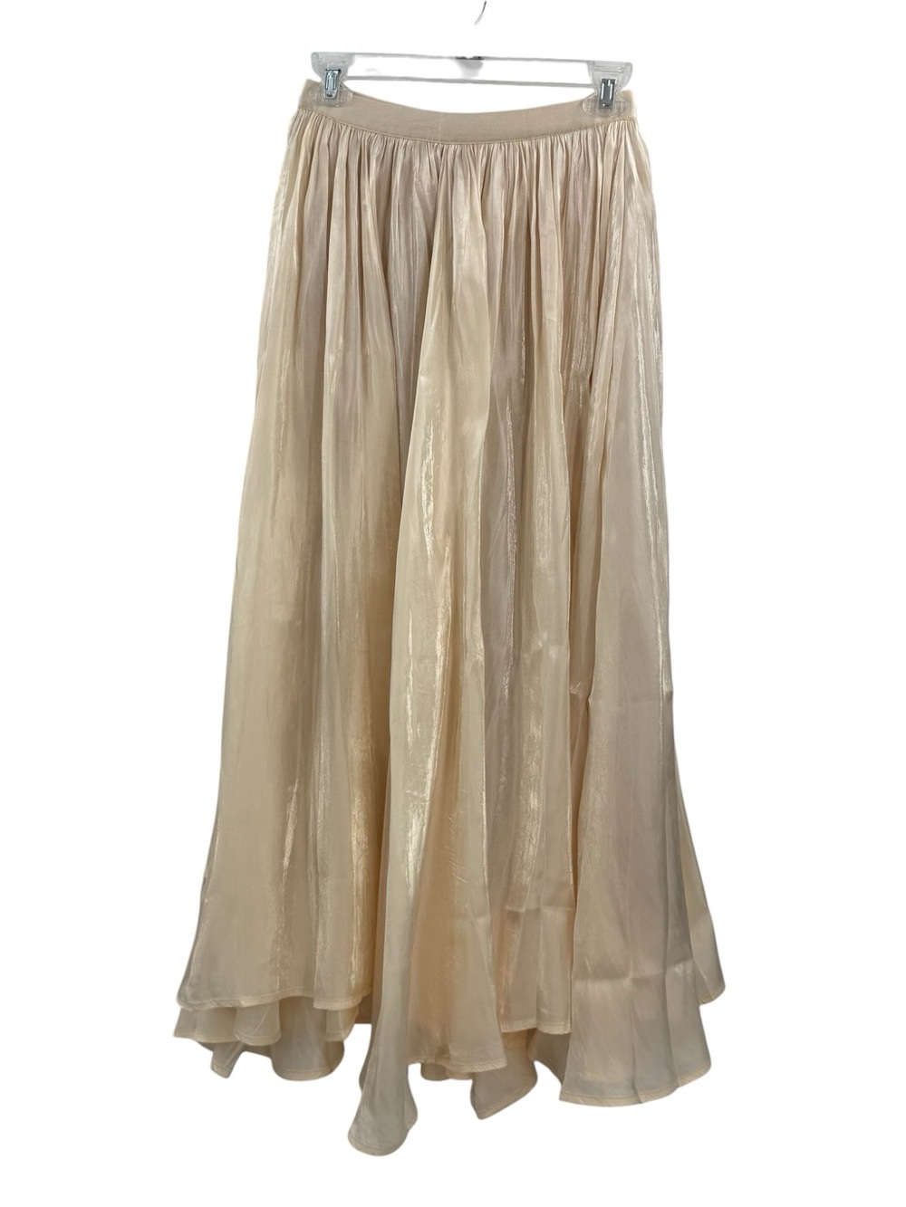 Lace Girl Champagne Silky Maxi Skirt Sheer Flowy Fairy Ethereal Boho Princess